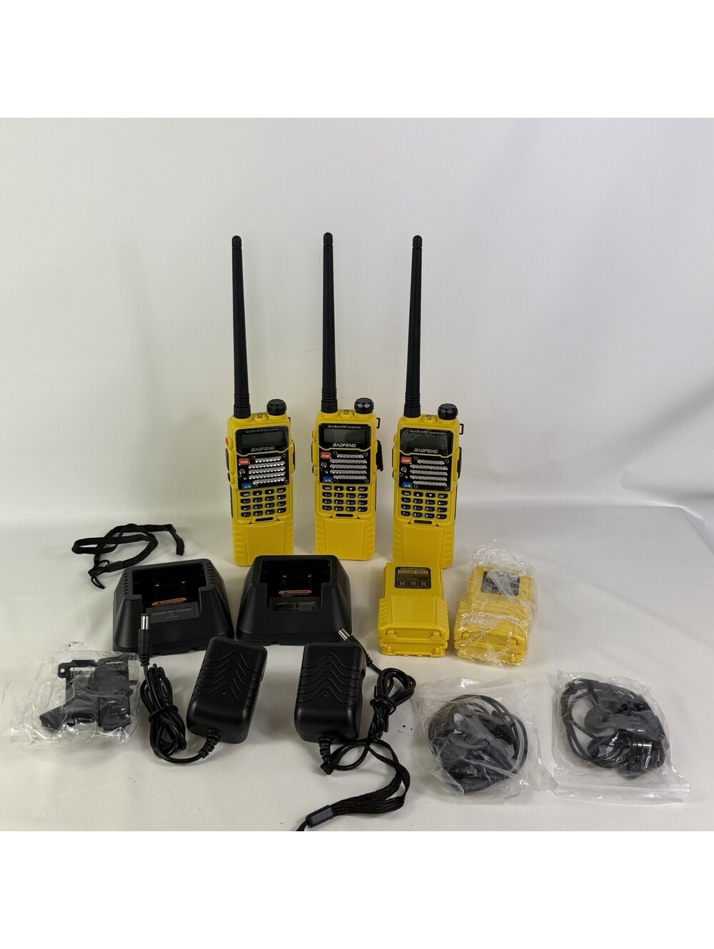 3 Baofeng BF-F9 V2+ Handheld Radios w/ Chargers & Extra Batteries